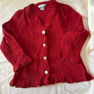 M Nomadic Traders Red Carved Shell Button Down Shirt